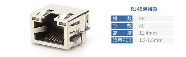 單口帶燈rj45連接器