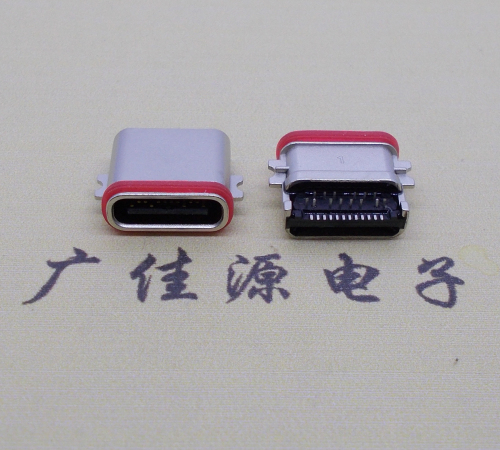 usb 3.1type-c24p母座沉板1.0mm前插后貼防水